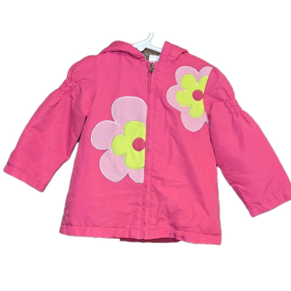 Amy‎ Byer Toddler Girls Pink Floral Hooded Jacket Coat 2T GUC 🌸